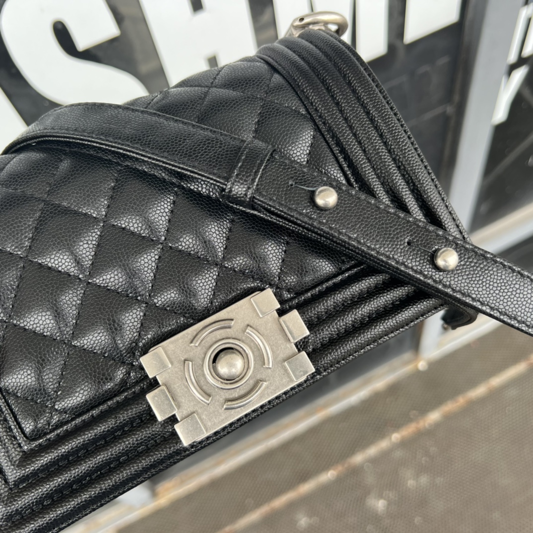 Black Quilted Leather Mini Leboy Flap Bag