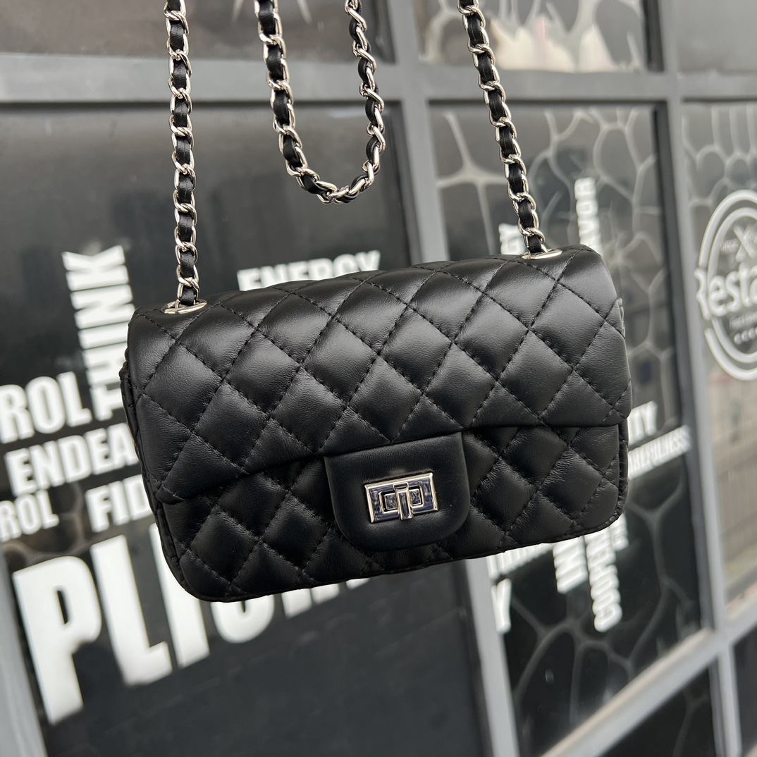 Black Quilted Leather Super Mini Flap Bag