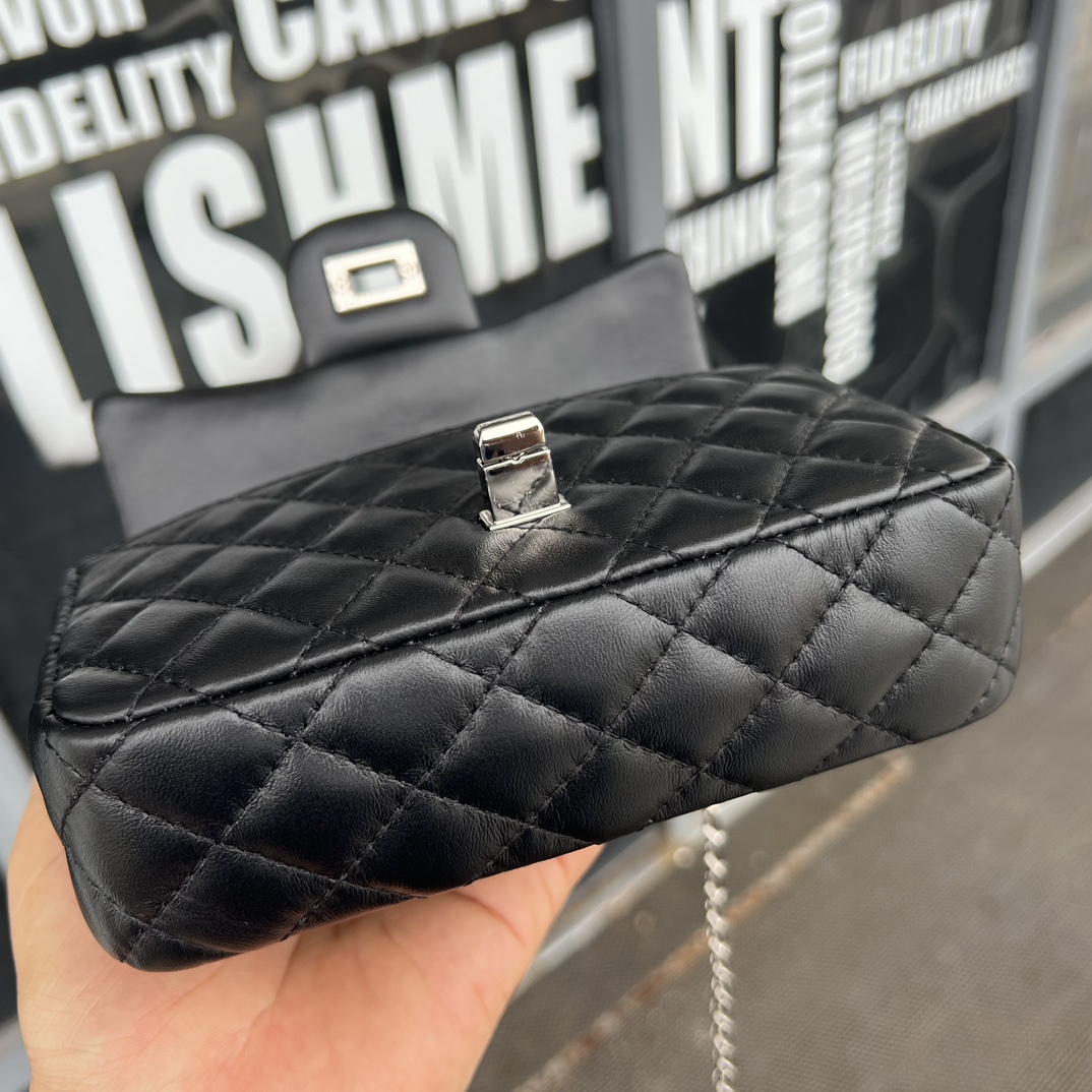 Black Quilted Leather Super Mini Flap Bag