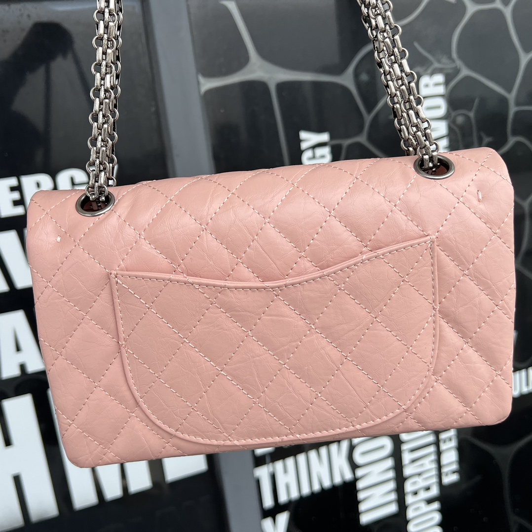 Pink Quilted Calf Leather Medium Flap Bag