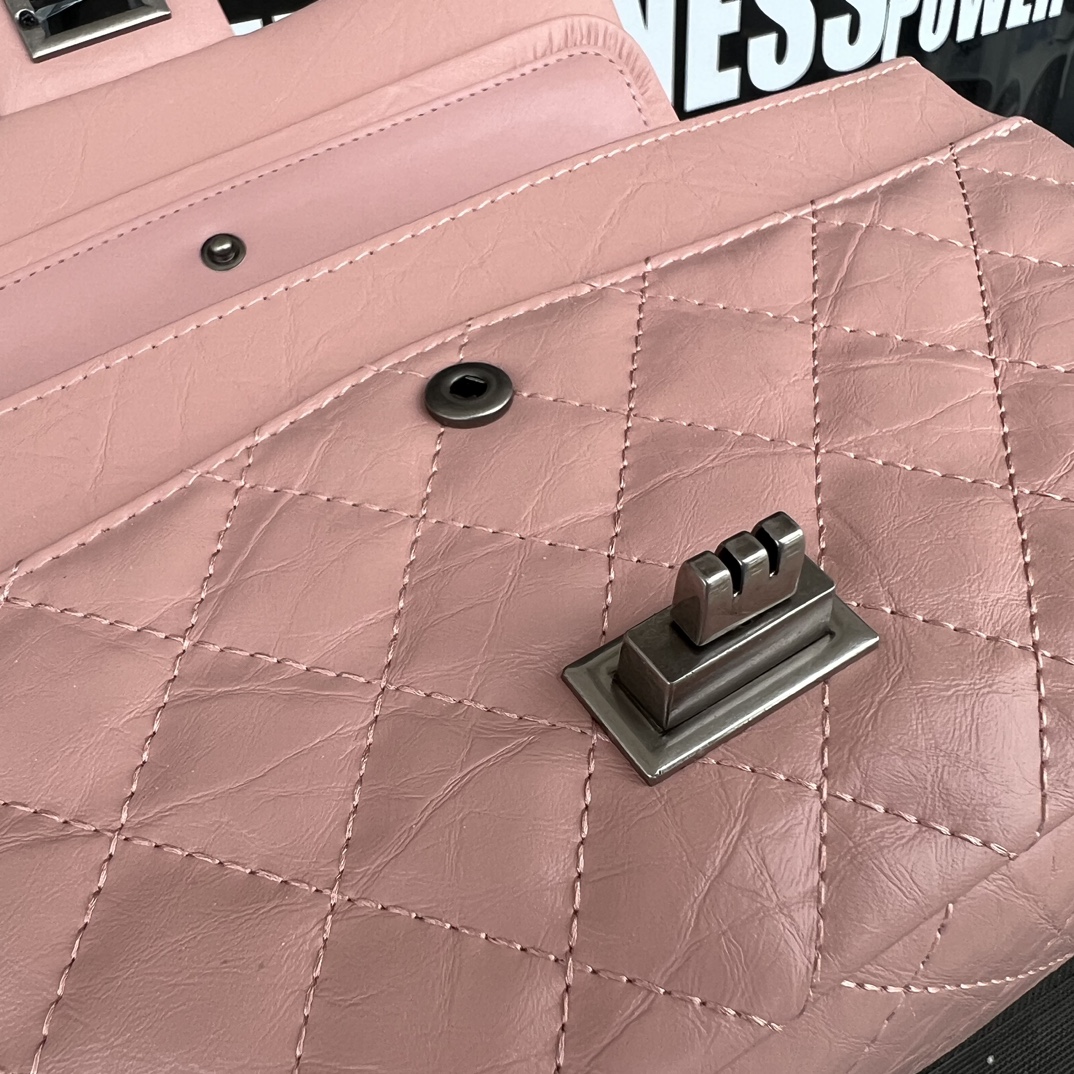 Pink Quilted Calf Leather Medium Flap Bag