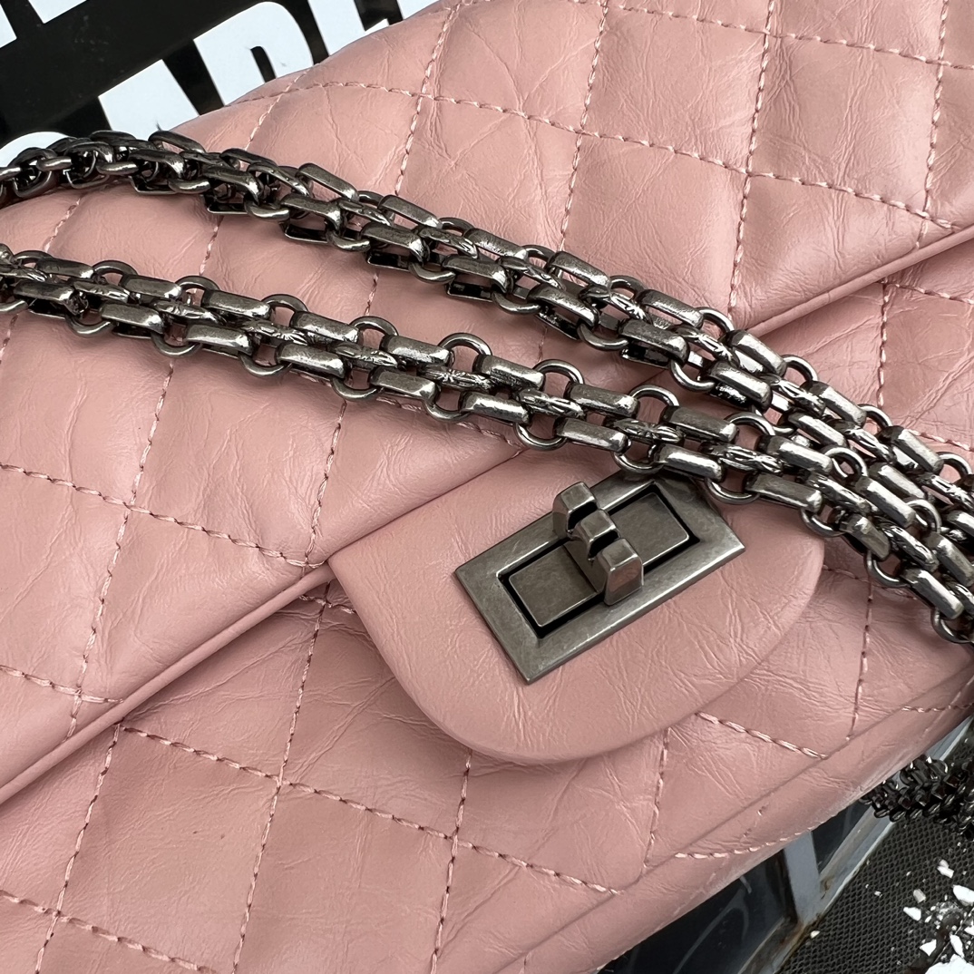 Pink Quilted Calf Leather Medium Flap Bag