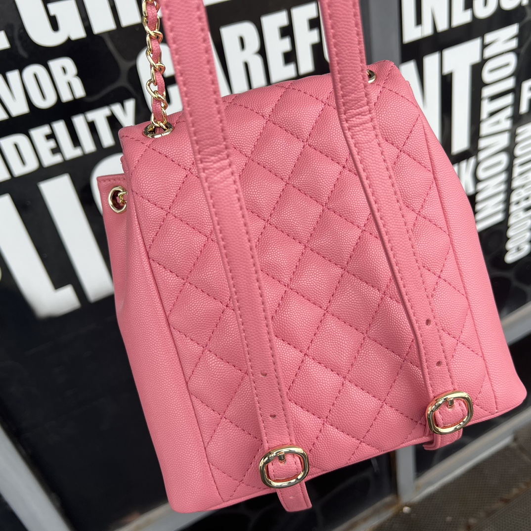 Pink Quilted Leather Duma Backpack Bag