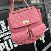 Pink Quilted Leather Duma Backpack Bag