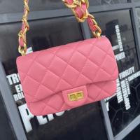 Pink Quilted Leather Small Flap Bag